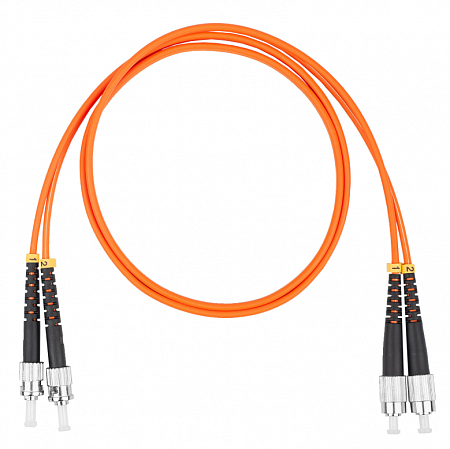 Шнур оптический коммутационный (патч-корд), FC-ST, дуплекс (duplex) OM2, нг(А)-HF, оранжевый, 2,0 м